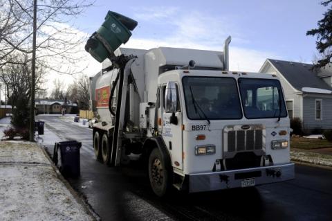 Denver waste management compost truck visit